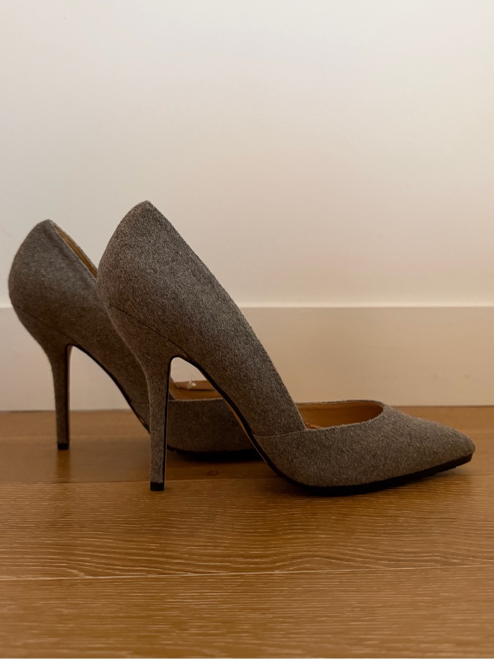 Joe Fresh Gray Pointed-Toe Wool-Look Pumps